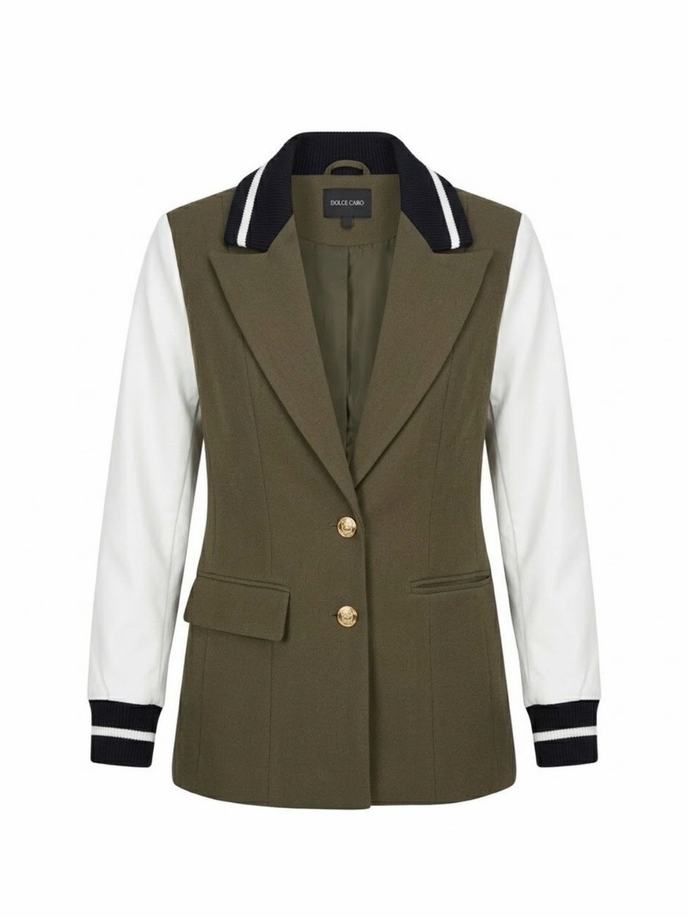 Dolce Cabo Olive Green & White Varsity Blazer (Size S)